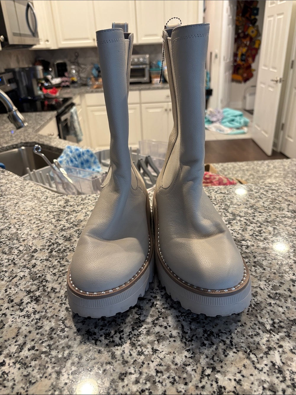 Women's Cream Platform Chelsea Boots by Kenneth Cole